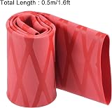 Sourcing Map Heat Shrink Wrap Tubing 50mm Dia 81mm Flat 0.5m Red 2:1 view 4