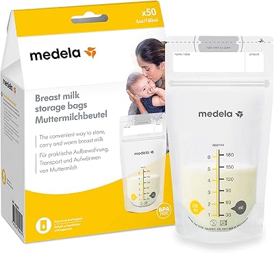 Medela 180 ml Breast Milk Storage Bags Pack of 50 BPA Free Double Zip