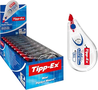 Fita corretiva tipp-ex mini pocket mouse - 6 m x 5 mm, caixa com 10 unidades, ideal para escritórios, multicolor