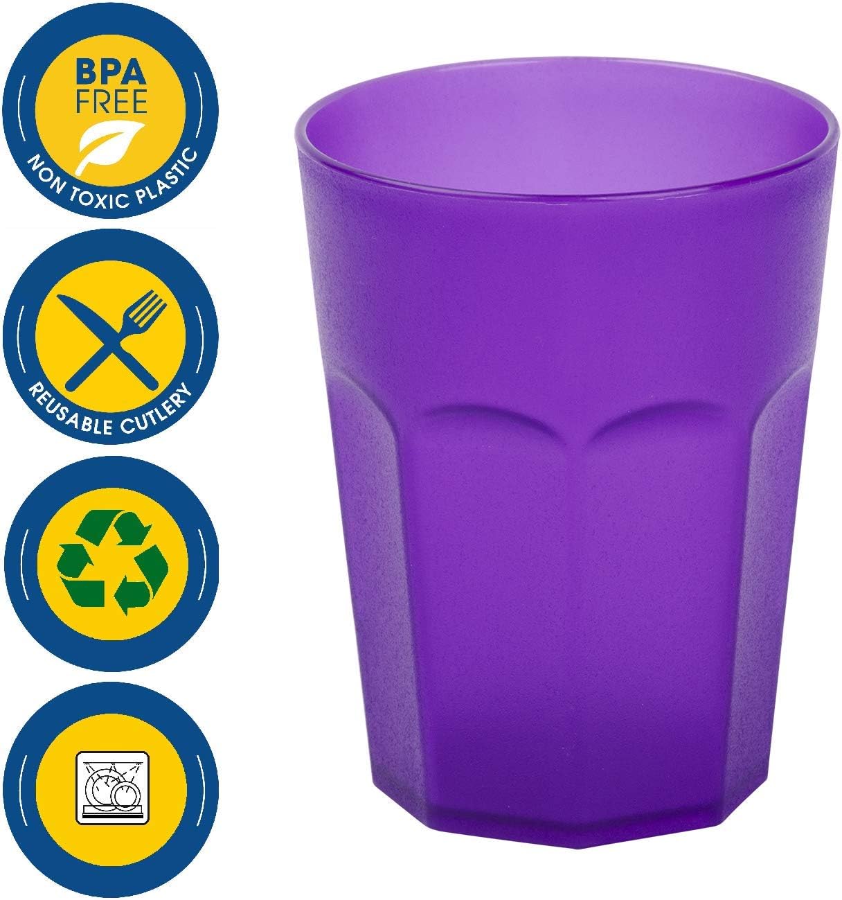ENGELLAND 5-Pack Plastic Drinking Cups, Purple, 0.4L, BPA-Free, Reusable, Party Cups, Frost,purple, diameter 9 x 11,5 cm - Image 4