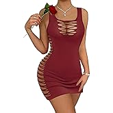 Avidlove Womens Lingerie Fishnet Badydoll Hollow Out Dresses Square Neck Bodycon Cut-out Party Dress