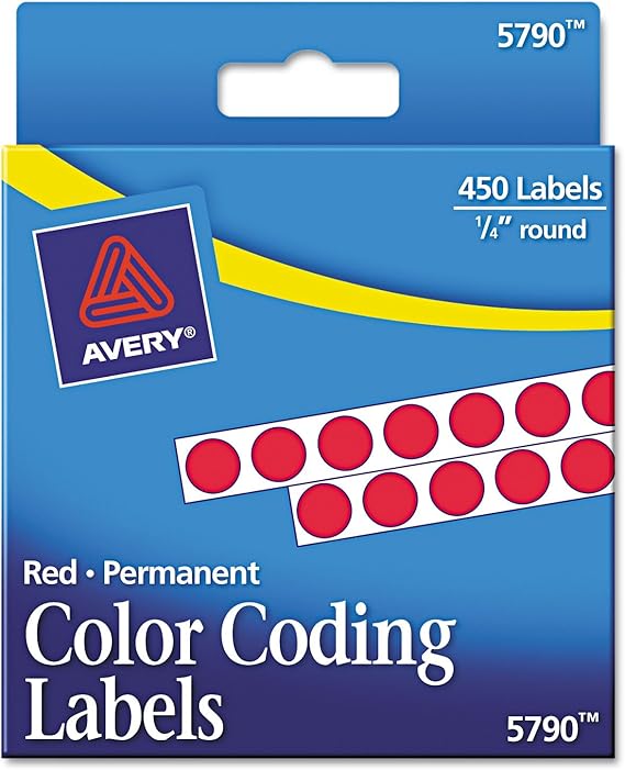 Avery 05790 Permanent SelfAdhesive Round ColorCoding