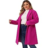 Agnes Orinda Women's Plus Size Coat Single Breasted Notched Lapel Elegant Long Winter Coats 2025