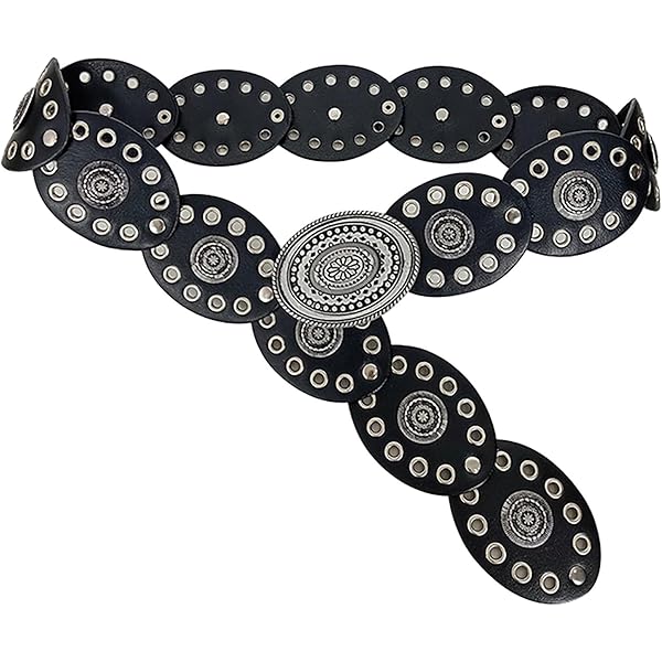 2538 Western Belts For Women Disc Concho Ladies Boho Rivet Vintage Amazon.com: WHIPPY Western Belts for Women Vintage Disc  main image 3