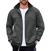 COOFANDY Mens Lightweight Bomber Jackets Stand Collar Windbreaker Softshell Jacket Zip Up Coat for Fall Outdoor