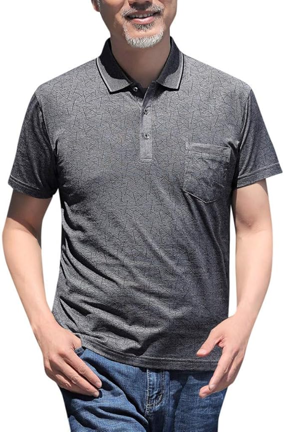 Amazon Co Jp メンズ中年カジュアルラペル半袖tシャツレイヤード 風 ポロシャツ 半袖 スタンドカラー ヘンリーネック シンプル スタイル汗染み防止 おしゃれ カジュアル プレゼント 友達 彼氏 日常用 M ダークグレー 服 ファッション小物