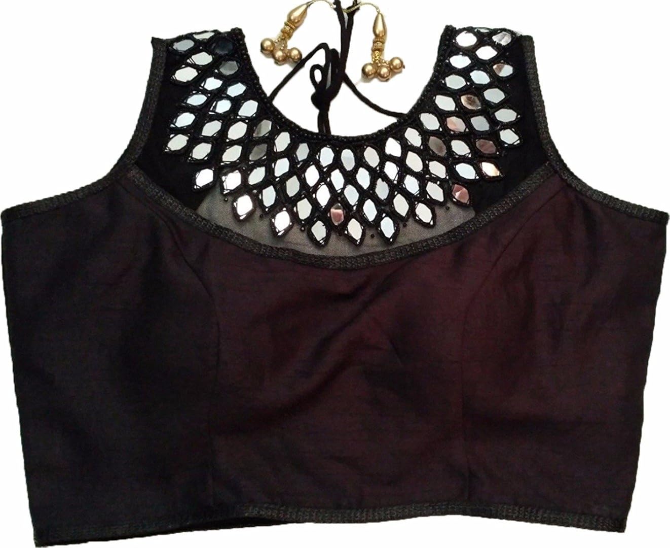 women ethnic women's silk cotton saree blouse (black_free size)