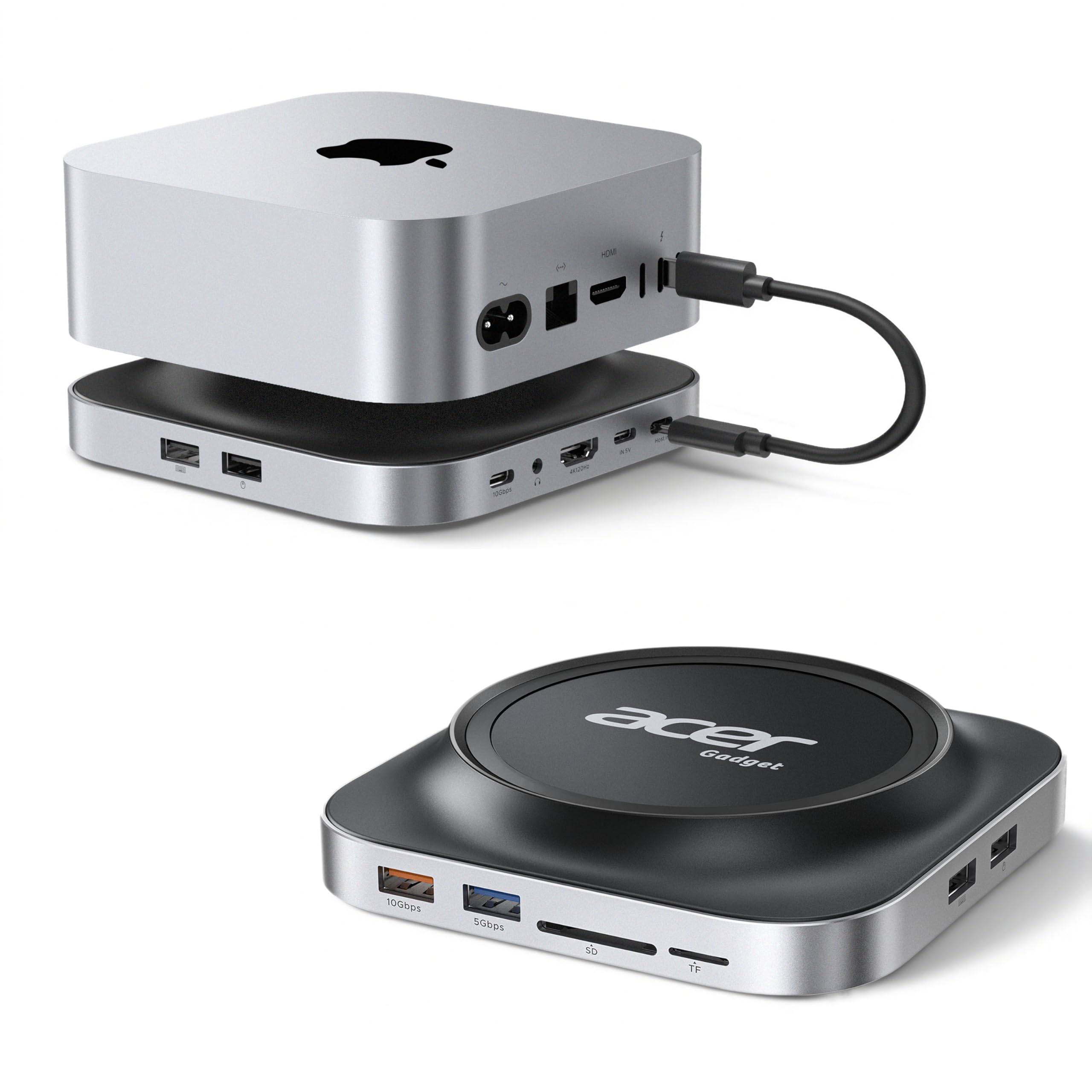 Photo 1 of Acer Gadget Mac Mini M4 Dock, 8TB M.2 NVMe/SATA SSD Enclosure & Stand, 4K@144Hz HDMI, 10Gbps USB-C & USB-A Hub, SD/TF Card Reader, 3.5mm Audio, Aluminum Docking Station for Mac Mini M4 & M4 Pro, Black