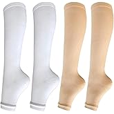 Open Toe Compression Socks for Women Men 15-20 mmHg 4 Pairs Toeless Footless Socks Compression