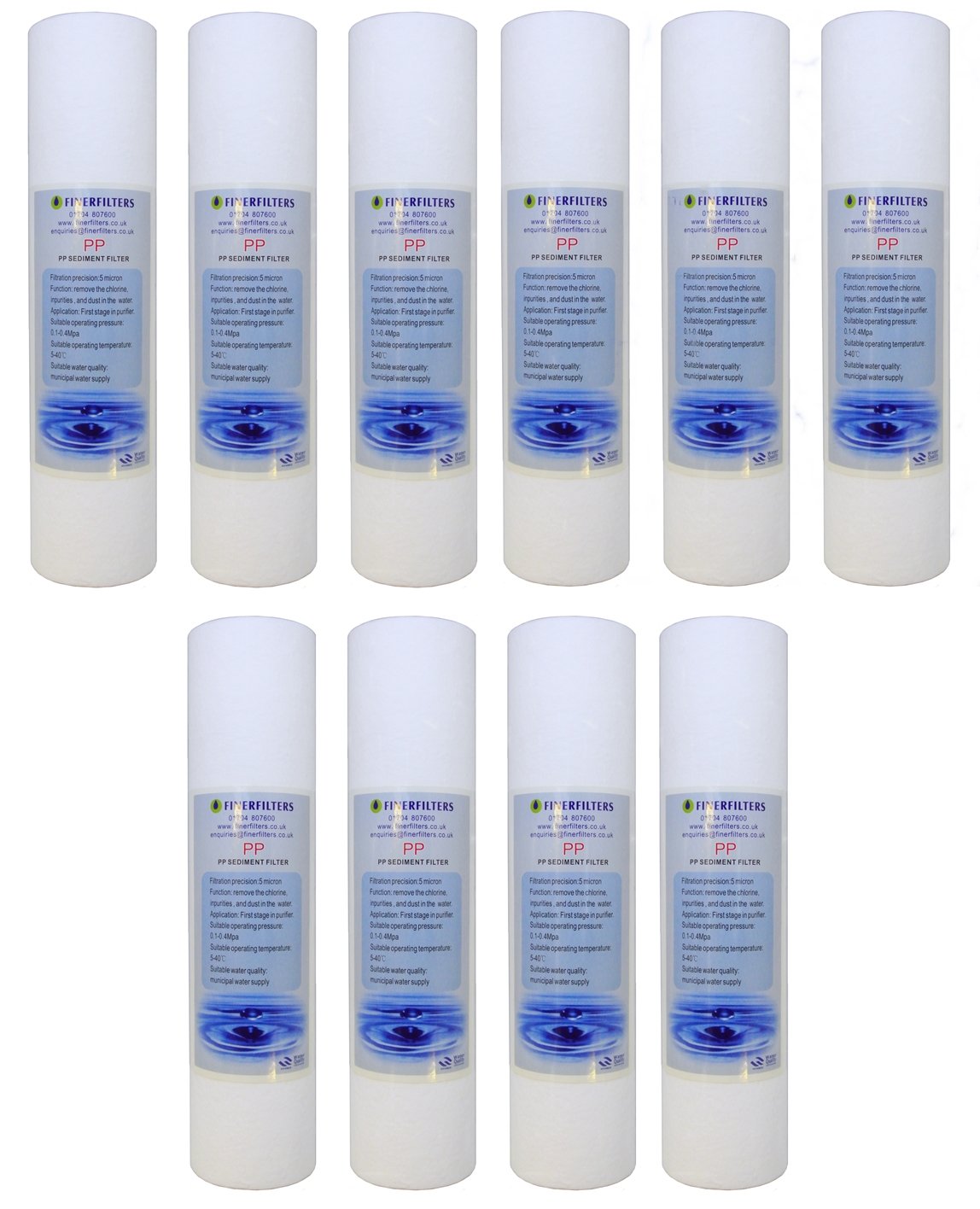 10 x Reverse Osmosis 10" PP Sediment Water Filter Cartridges 5 Micron water filters (Reverse Osmosis/Water Fed Pole/Hard Well Water Treatment)