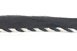 KATZ TRIMMING / TRIMS UNLIMITED Katz Trimming Trims Unlimited Lip Cording Multi Color Twisted WhiteBlack Cord-Edge -Piping Trim for Clothing Pillows, Lamps, Draperies 5 Yards Pi-129