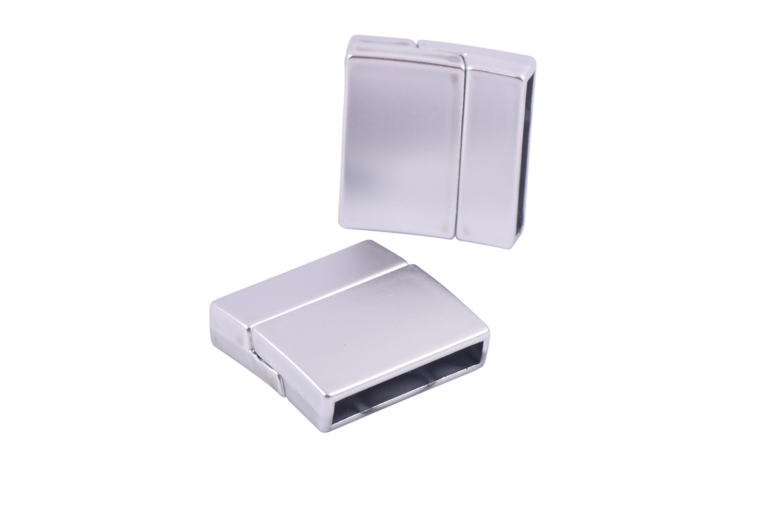 KONMAY 5 Sets 20.0x3.0mm Magnetic Jewelry Bracelet Clasps,Rectangle Shaped, Matte Silver