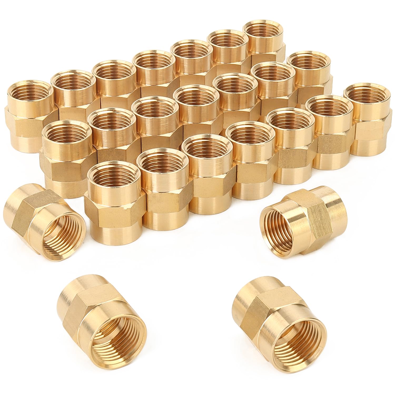 LTWFITTING Brass BSP Pipe Fitting 1/2-Inch Female BSPP Coupling Water Boat (Pack of 25)