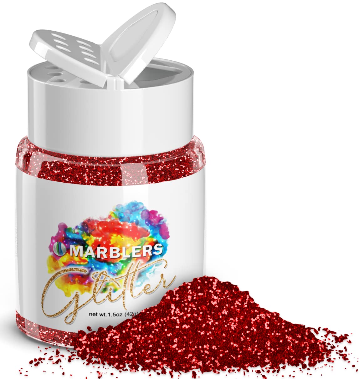 MARBLERS Twinkle Glitter [Santa Red] 1.5oz (42g) | Fine | Non-Toxic, Vegan, Cruelty-Free | Face, Body, Eyeshadow, Hair, Festival, Party Makeup | Nail Art, Polish | Resin, Tumbler, Slime, Craft — image 1