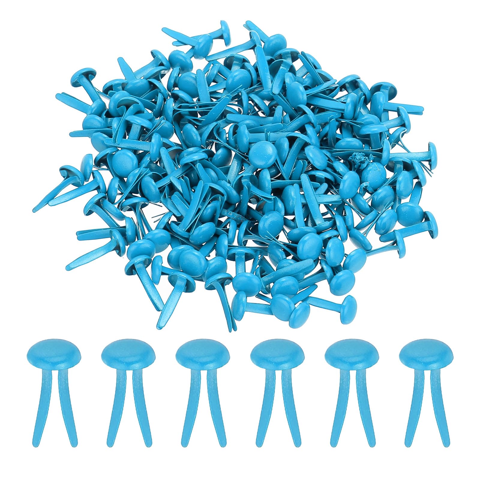 PATIKIL 200 PCS Paper Brass Fasteners Split Pins Pastel Mini Metal Brads Round Head Plated Fastener for Craft Art Scrapbooking DIY Supplies, Light Blue, 8 x 15 mm — image 1