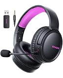 BINNUNE Wireless Gaming Headset — 2.4GHz Low-Latency USB Dongle + Bluetooth, 50mm Drivers 7.1 Surround, Noise-Cancelling Mic, 40H Battery — Over Ear Wireless Headphones for PS5, PC, Laptop, Purple