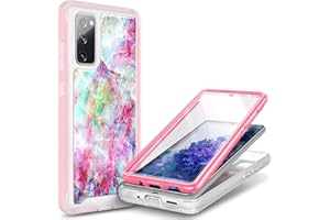 NZND Case for Samsung Galaxy S20 FE 5G with [Built-in Screen Protector], Full-Body Protective Shockproof Rugged Bumper Cover, Impact Resist Phone Case (Marble Design Fantasy)