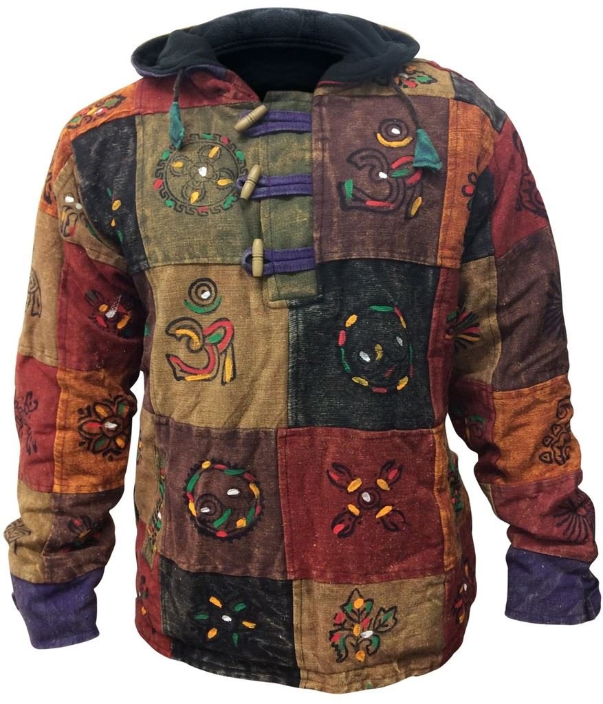 SHOPOHOLIC FASHION Mens Multicoloured Patchwork Fleece Hoodie Jumper(M)