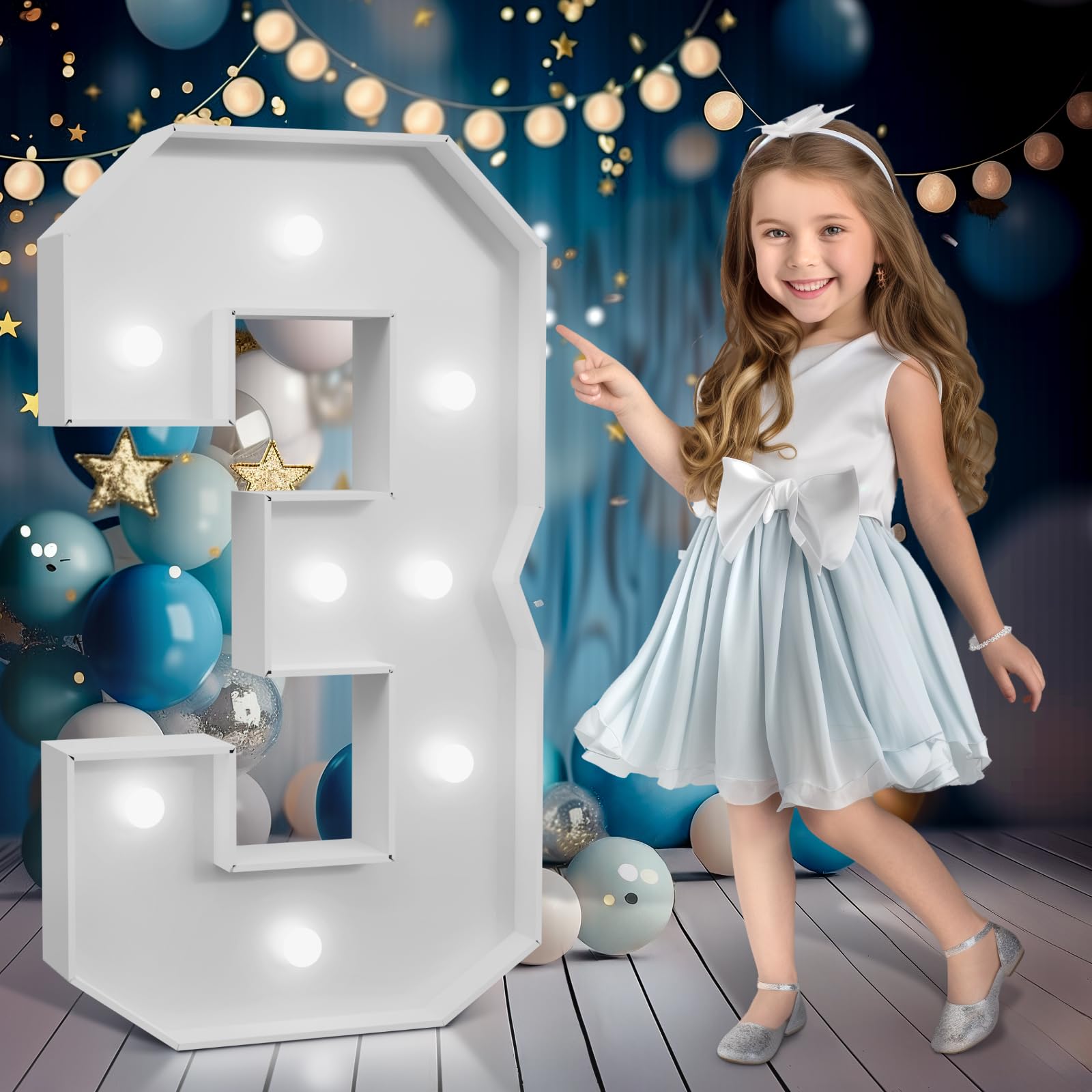 Photo 1 of Marquee Numbers 3 feet tall,Cool White Light Up Numbers 3, Large Numbers for 13th 30th Birthday Party Decorations, Big Numbers for Anniversary Decor?DIY Kits?