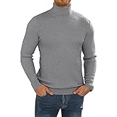 LIFROWI Men's Slim Fit Turtleneck Long Sleeve Sweater Casual Knitted Twisted Pullover Sweaters