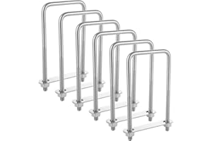 QTLCOHD 6Pcs Square U Bolts 3/8"×3"×7" Stainless Steel U-Bolts with Nuts and Frame Plates Square U Clamp for Boat Trailer Tube