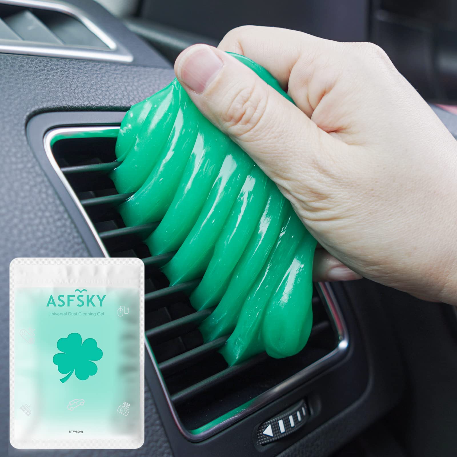 YSFSKY Keyboard Cleaner Dust Cleaning Gel for Car Cleaning Putty Upgraded Car Cleaning Slime Interior Cleaner for Vents,Home,Electronics,PC, Remove Dust,Pet Hair (1, Light Green)