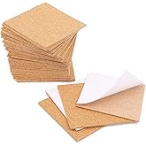 40 Pcs Square Self-Adhesive Cork Sheets,4"x 4" Cork Mats Backing Sheets Mini Wall Cork Tiles for Heat Resistant Coasters and DIY Crafts Supplies
