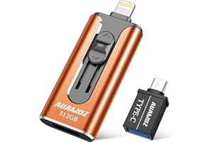 Flash Drive for iPhone 512GB, AUAMOZ USB iOS Memory Stick Photo Stick External Storage Thumb Drive for iPhone iPad Android Computer (Orange)