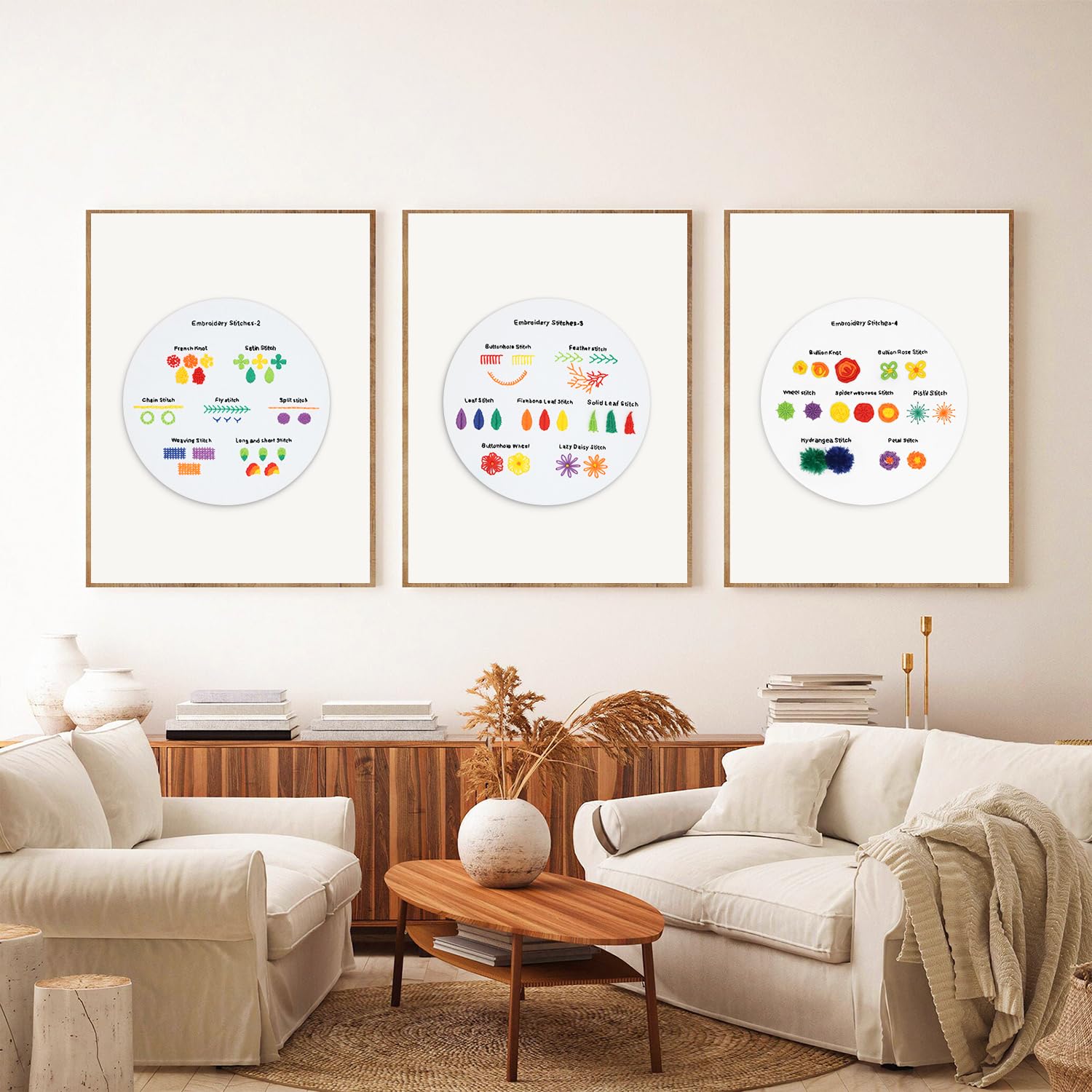 RidaaFri Embroidery Kits for Beginners, Embroidery Stitches Practice Kit, Hand Beginner Embroidery Kit with 23 Different Stitch for Adults and Kids, Includes Bamboo Hoop, Cloth, Needles, Scissors