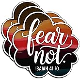 (3Pcs) Fear Not Isaiah 41:10 Stickers Christian Inspirational Bible Verse Quote Waterproof Vinyl Decal for Kindle Water Bottle Bumper Car Hard Hat Phone Laptop Religious Scripture Prayer Gifts - 3x3