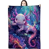 Turamurra Cute Axolotl Blanket Gifts for Adults and Kids Axolotls Throw Blankets for Bed Room Couch Soft Lightweight Warm Cozy Throws Decor 50x60in