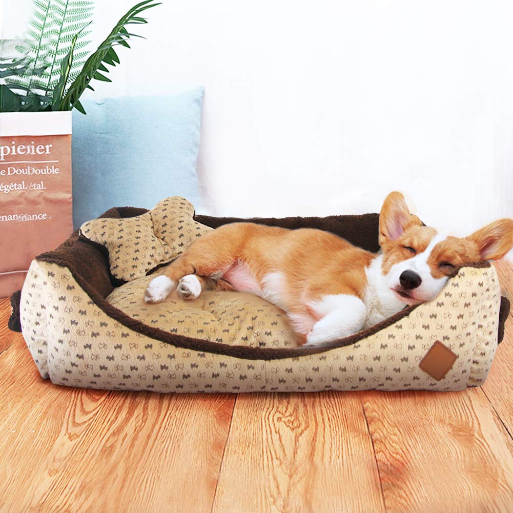 Cuccia per Cane da Interno con Cuscino, Cuccia Cani Divano Cucce Gatti Letto Lettino per Cane Taglia Grande, Marrone