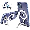 chitri for iPhone 13 Case Clear, [Three-Way Stand Magnetic Case] Compatible with MagSafe [with Metal Kickstand] Soft Edge Transparent Hard Back Slim Shockproof Protective Case