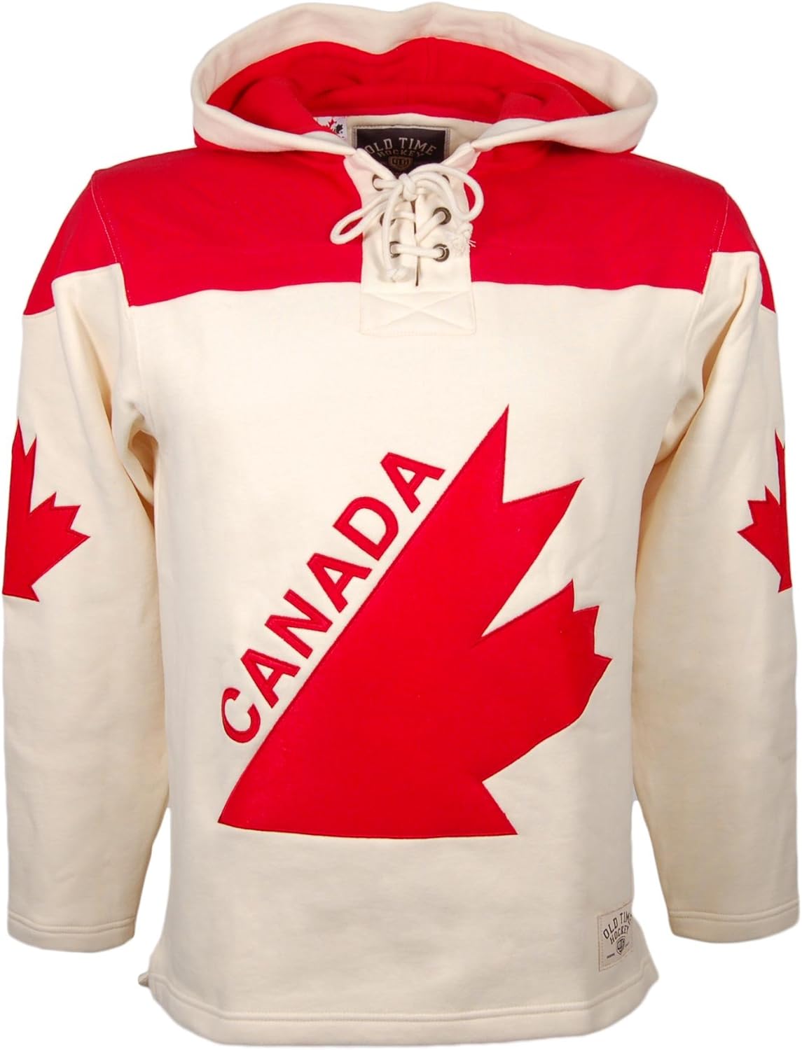 Old Time Hockey Team Canada Lace Up Jersey Hoodie NHL Sweatshirt Weiß M