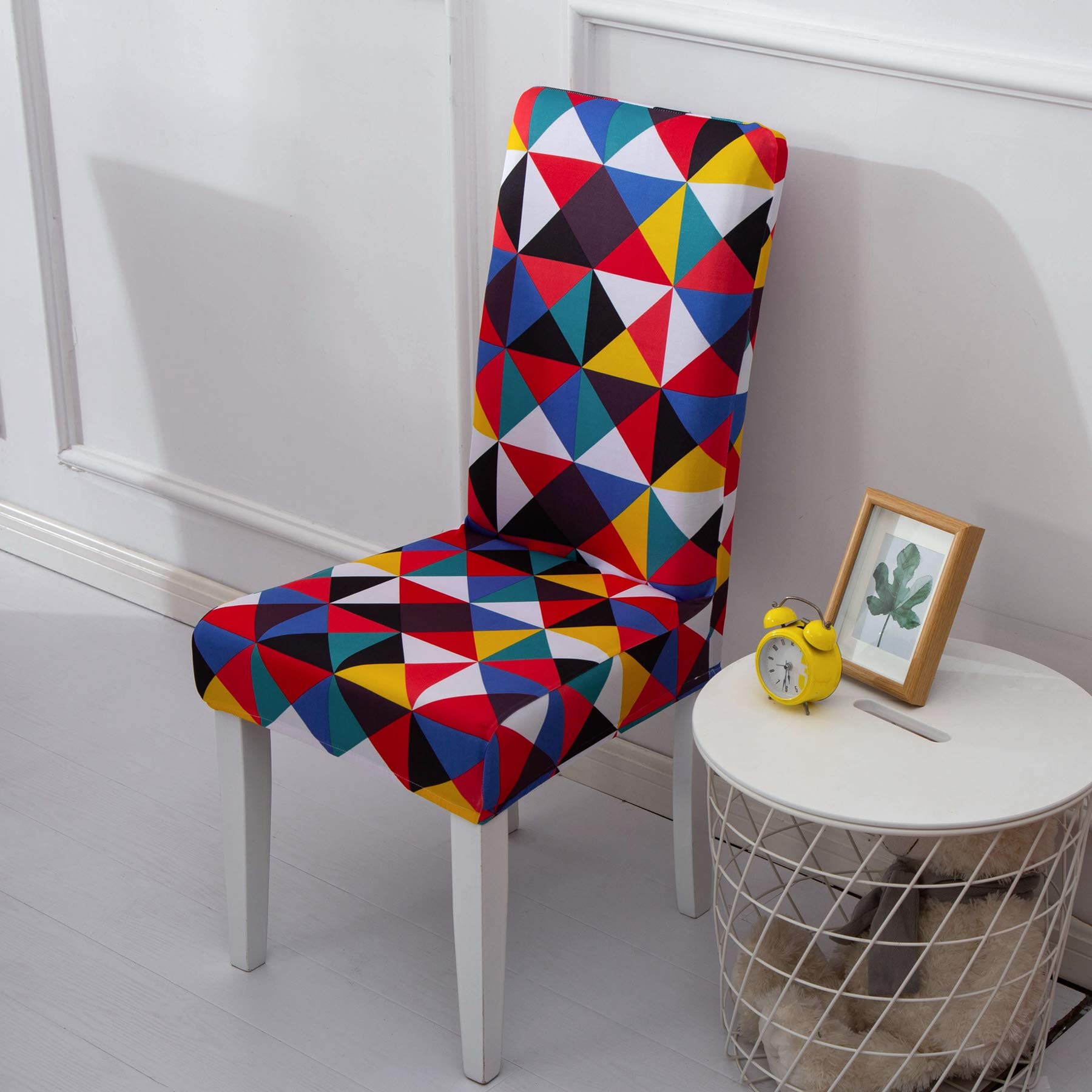 Namvo Set of 6 Stretch Removable Short Dining Chair Protector Cover Washable Seat Slipcover for Kitchen, Hotel, Dining Room, Ceremony, Banquet Wedding Party(Colourful)