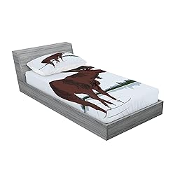 Lunarable Moose Fitted Sheet & Pillow Sham