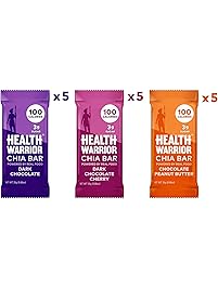HEALTH WARRIOR Chia Bars, Chocolate Variety Pack, Gluten Free, Vegan, 25g bars, 15 Count