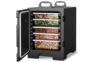 COSTWAY End-Loading Insulated Food Pan Carrier, for 5 Full-Size Pan, 81 Quart Capacity, Food-Grade LLDPE Material, Portable F