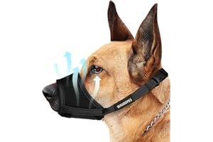 WANROPES Dog Muzzle, Soft Nylon Muzzle for Small Medium Large Dogs Labrador German Shepherd Chihuahua, Air Mesh Breathable Drinkable Adjustable Loop Anti-Dropping Pets Muzzle for Biting Barking Chewing Black,L