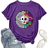 CAZYCHILD Day of The Dead Shirts for Women Dia De Los Mexican T-Shirt | Dia De Los Muertos Shirt for Women Shirts Day Of The Dead Tshirts Flowers Tees Mexican Heritage Floral Tshirt Latina T-Shirt