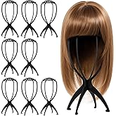 Tecbeauty 9 Pcs Wig Stand, Portable Wig Holder Wig Head Stand for Women Multiple Wigs (Black)