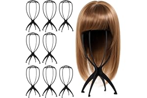 Tecbeauty 9 Pcs Wig Stand, Portable Wig Holder Wig Head Stand for Women Multiple Wigs (Black)
