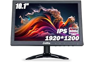 JaiHo 10.1 Inch Small IPS Monitor 19201200 Resolution 60Hz HD Display Screen, 16:10 Portable With Built-in Speaker, HDMI for Gaming CCTV Security Camera Raspberry Pi PC
