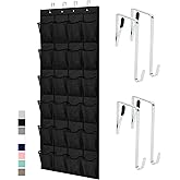 GORILLA GRIP Over the Door Shoe Organizer, 24 Large Breathable Mesh Pockets, Space Saving Hanging Storage Holder, Closet Rack Hanger Holds Up to 40 lbs, Hangs on Closets for Shoes, Accessories, Black