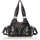 Angel Kiss Purses for Women Small Hobo Shoulder Bags Vagen Leather Multi-Pocket Tote Bag with Zipper