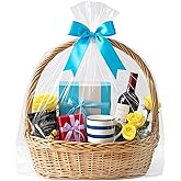 Easter Cellophane Bags for Gift Basket, 20x32 Inches 20Pcs Clear Basket Bags (Ribbon Not Included)