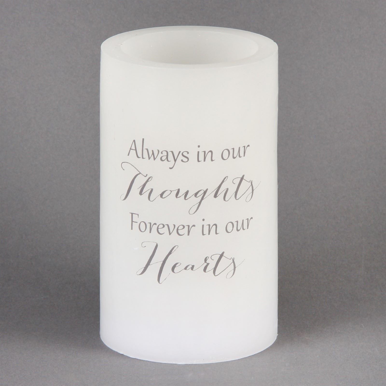 Memorial Candle Always in our thoughts forever in our hearts LED Wax Finish Memorial candle