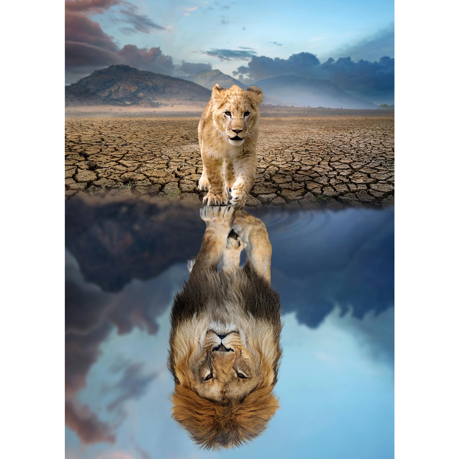 HUADADA Jigsaw Puzzles for Adults 1000 Pieces Puzzles for 1000 Piece Impossible Puzzle for Adults Educational Games (Lion's Reflection de Water) — image 1