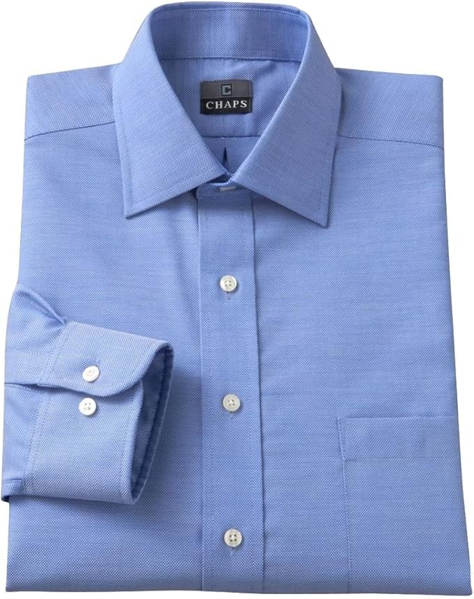 Chaps Mens Classic Fit 100 Cotton Dress Shirt Solid Blue at Amazon Men