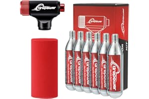 Ctrepower Co2 Bike Tire Inflator Kit- Co2 Inflator-Threaded co2 cartridges 16g-Innovative Easy Push Button Design, Quick Inflation in Mere Seconds, Fit for Bikes with Presta Or Schrader Valve